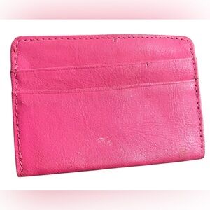 Vibrant Pink Leather Card Holder